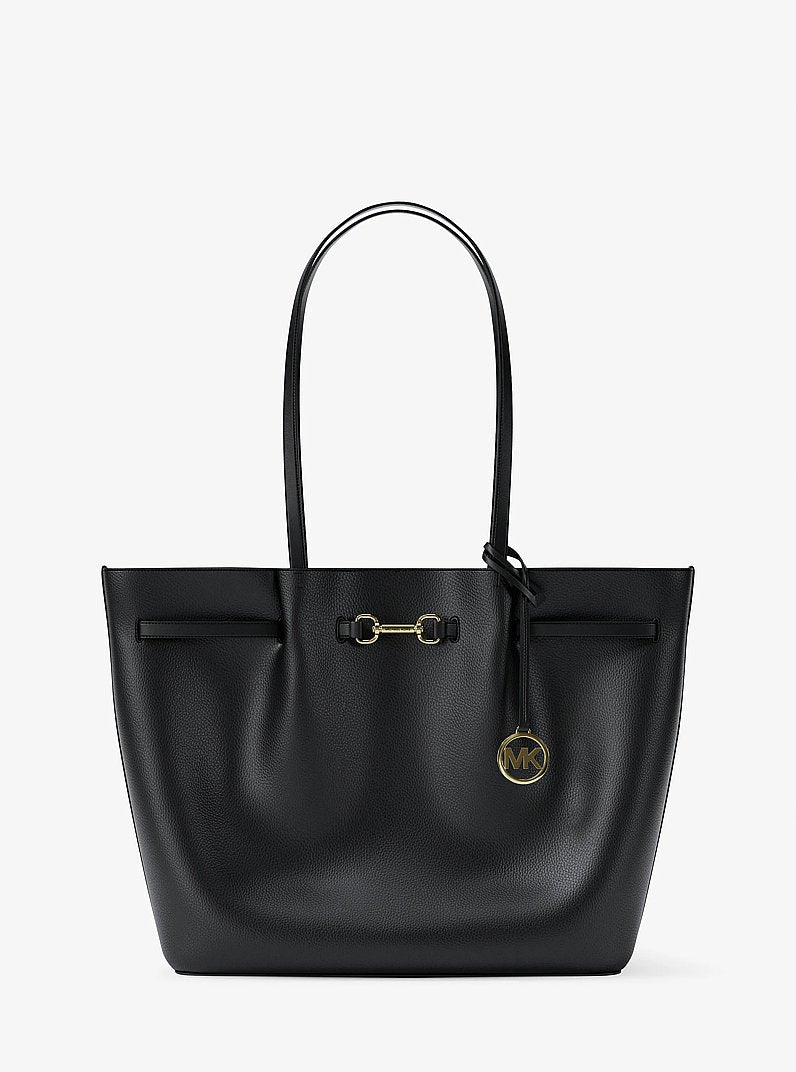 Carson Large Pebbled Leather Tote Bag (BLACK)