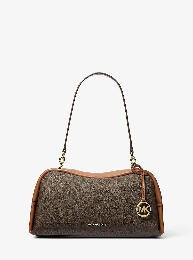 Cecily Medium Signature Logo Shoulder Bag (BROWN)