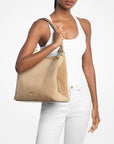 Christina Large Suede Shoulder Bag (CAMEL)
