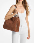 Christina Large Suede Shoulder Bag (LUGGAGE)