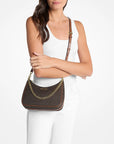 Jet Set Travel Large Signature Logo Convertible Crossbody Bag (BROWN)