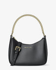 Jet Set Large Pebbled Leather Convertible Crossbody Bag (BLACK)