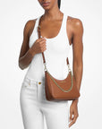 Jet Set Large Pebbled Leather Convertible Crossbody Bag (LUGGAGE)