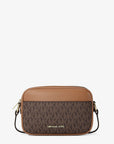 Jet Set Small Signature Logo Camera Crossbody Bag (BROWN)