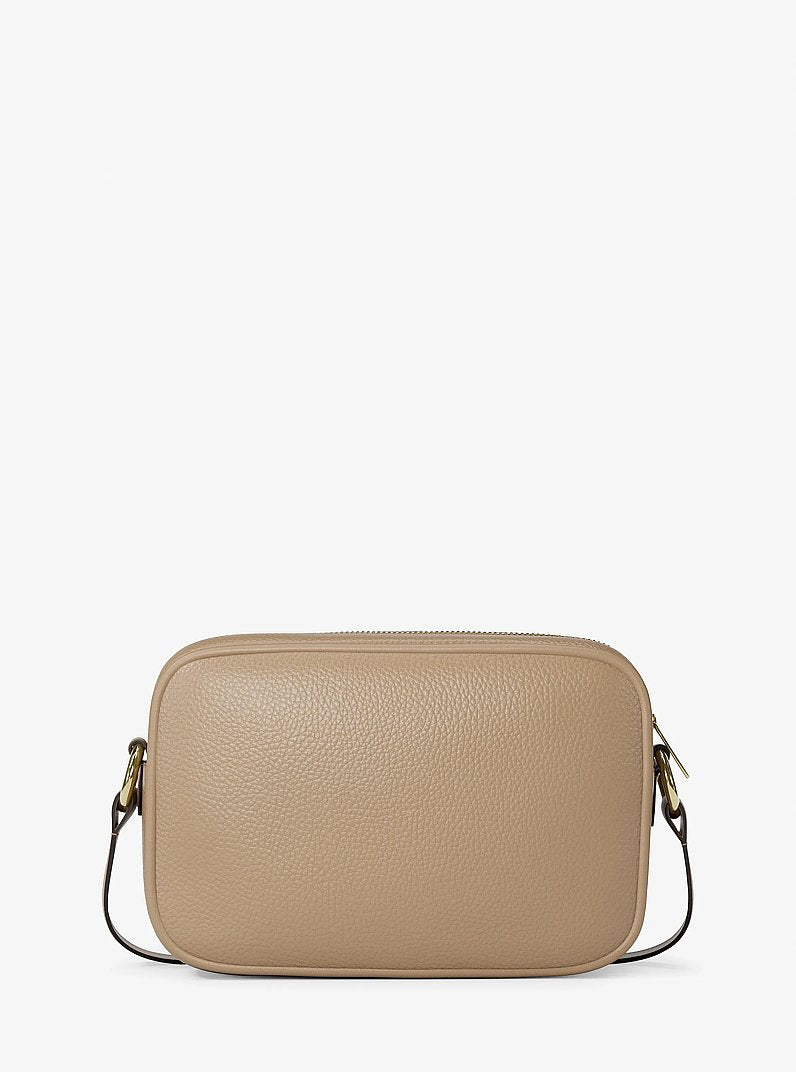 Jet Set Large Pebbled Leather Camera Crossbody Bag (CAMEL)