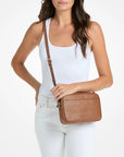 Jet Set Large Pebbled Leather Camera Crossbody Bag (LUGGAGE)