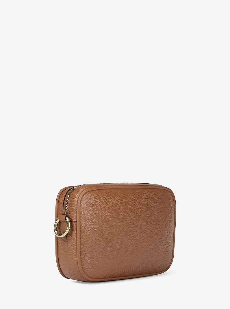 Jet Set Large Pebbled Leather Camera Crossbody Bag (LUGGAGE)