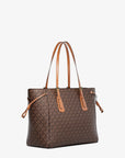 Voyager Large Signature Logo Top-Zip Tote Bag (BROWN)