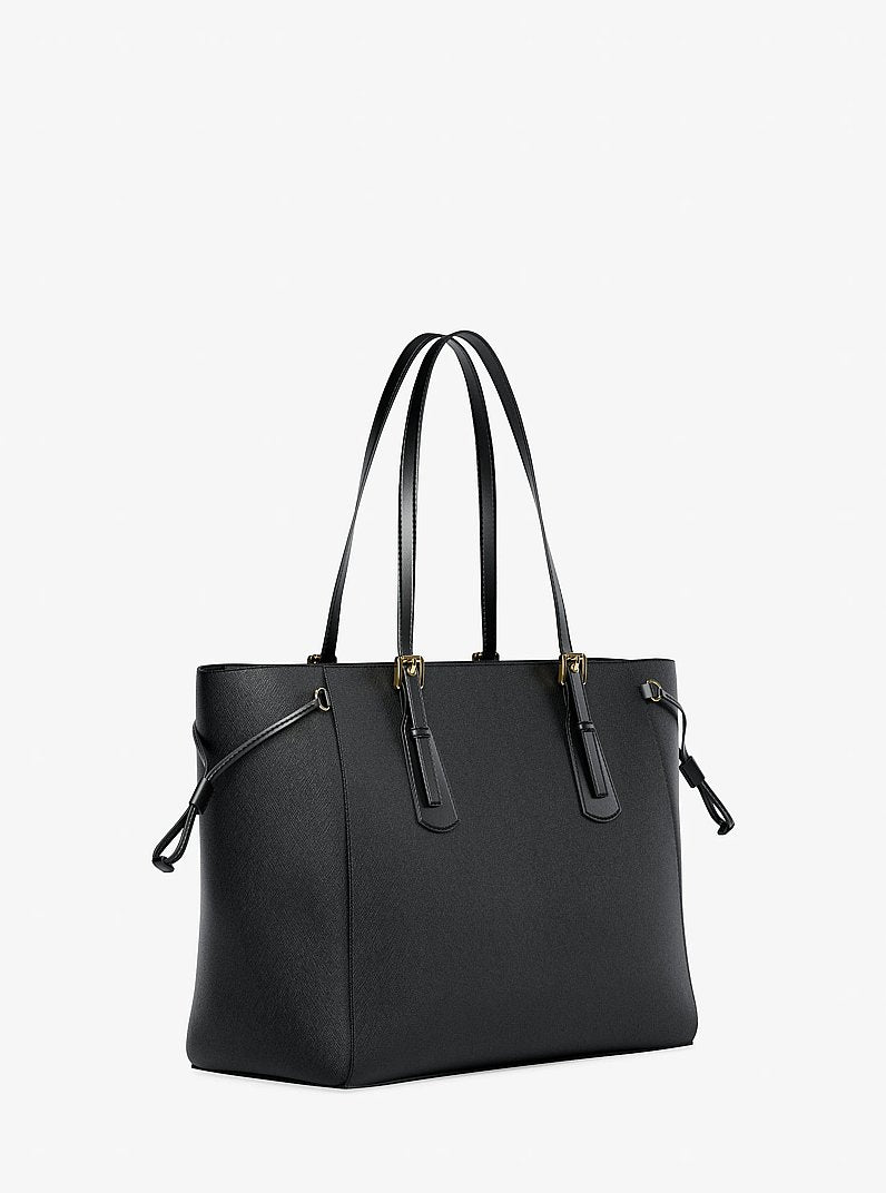 Voyager Large Saffiano Leather Tote Bag (BLACK)