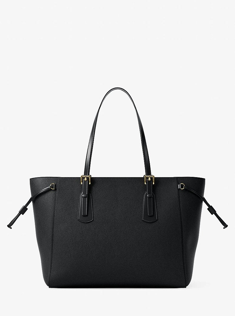 Voyager Large Saffiano Leather Tote Bag (BLACK)
