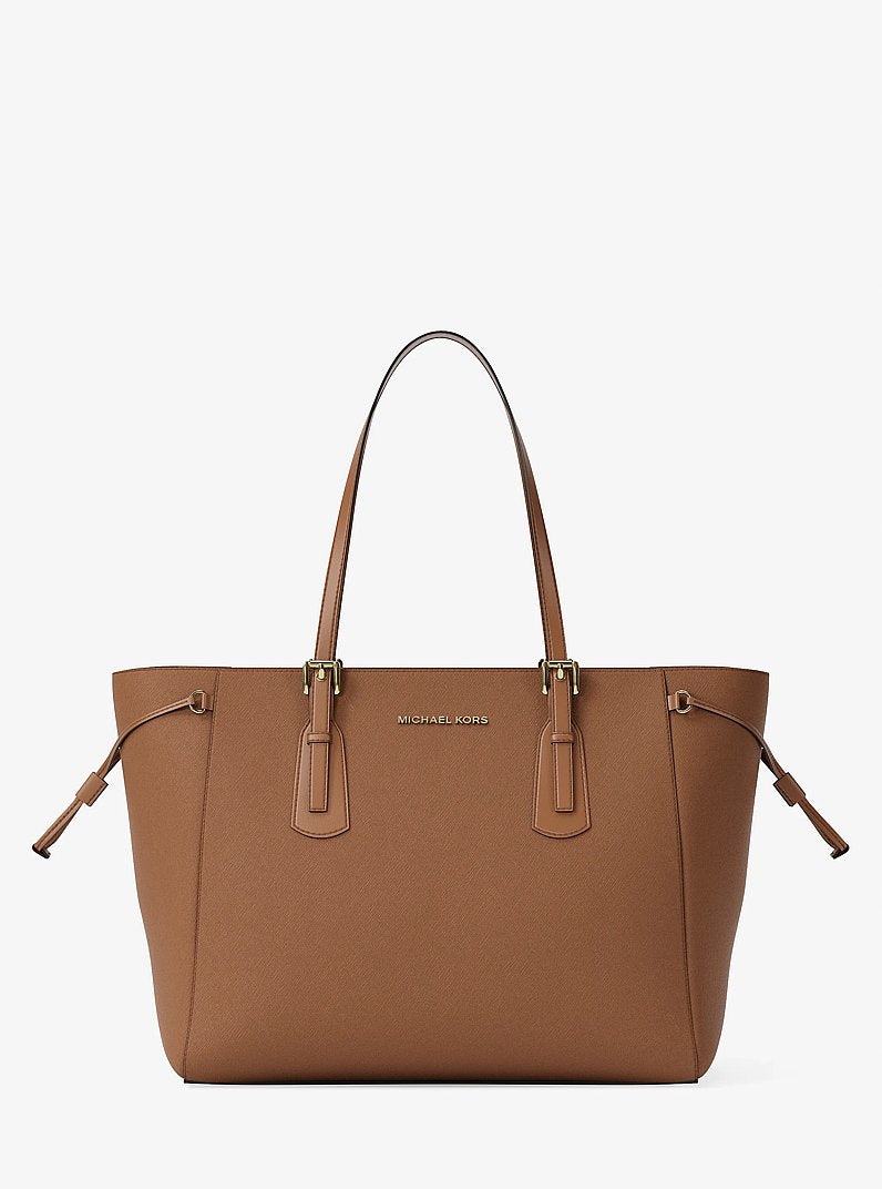 Voyager Large Saffiano Leather Tote Bag (LUGGAGE)