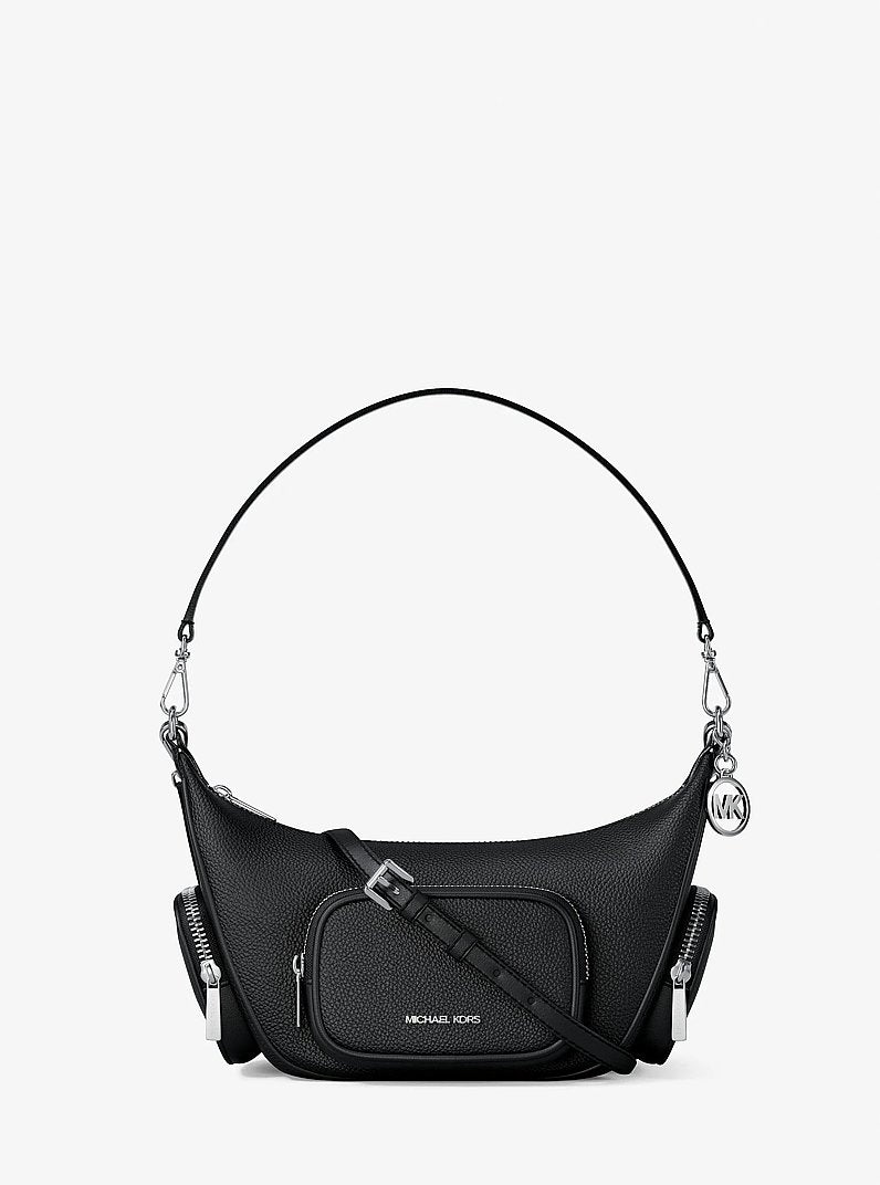 Merritt Small Pebbled Leather Convertible Crossbody Bag (BLACK)