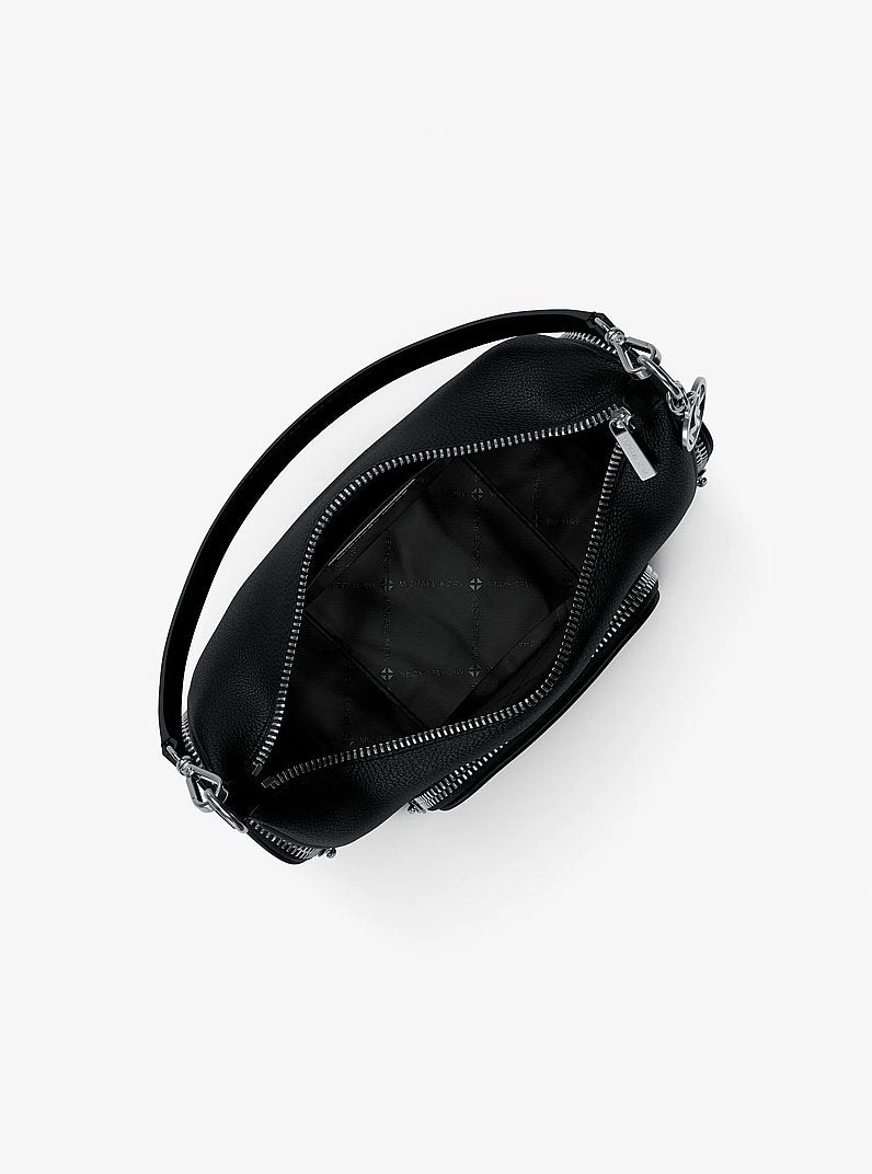 Merritt Small Pebbled Leather Convertible Crossbody Bag (BLACK)