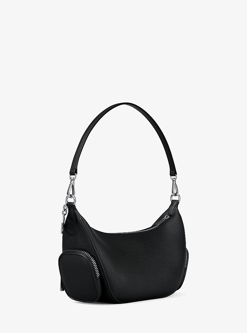 Merritt Small Pebbled Leather Convertible Crossbody Bag (BLACK)