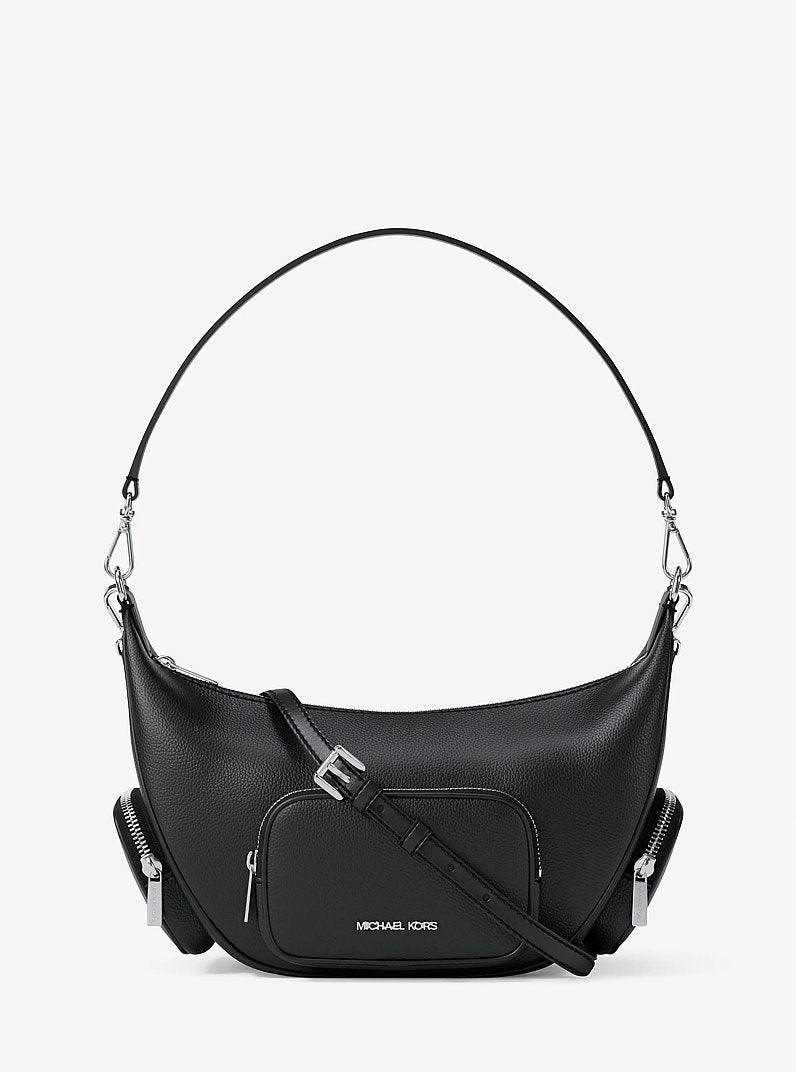 Merritt Medium Pebbled Leather Convertible Shoulder Bag (BLACK)