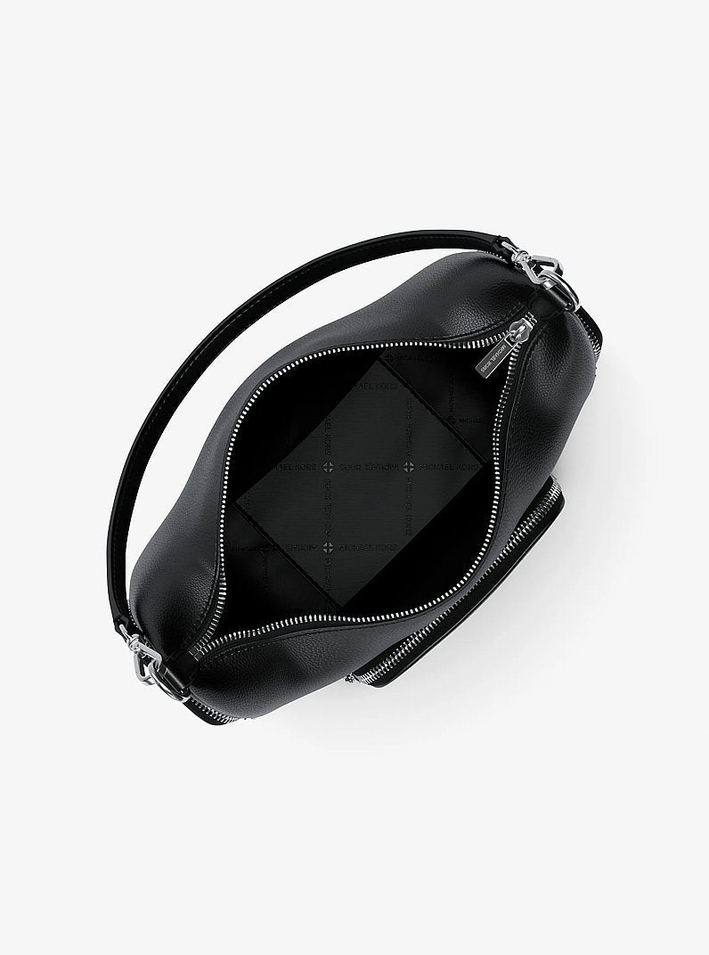 Merritt Medium Pebbled Leather Convertible Shoulder Bag (BLACK)
