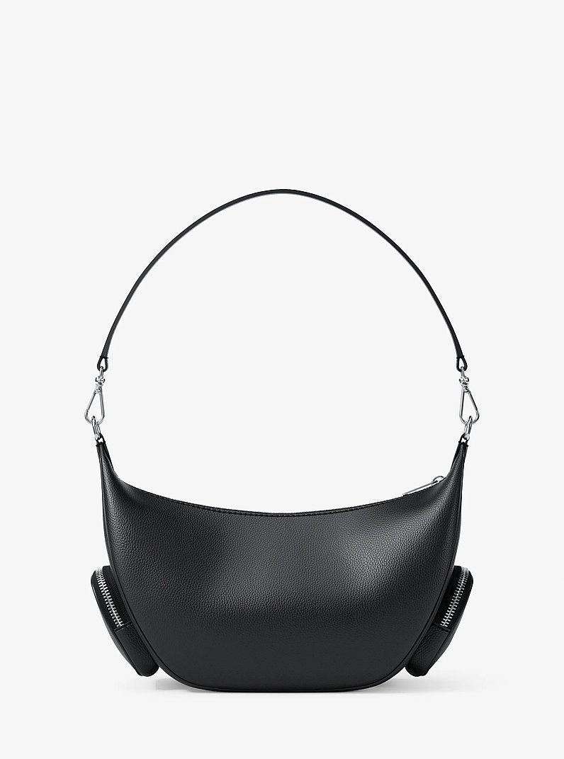 Merritt Medium Pebbled Leather Convertible Shoulder Bag (BLACK)