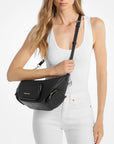 Merritt Medium Pebbled Leather Convertible Shoulder Bag (BLACK)
