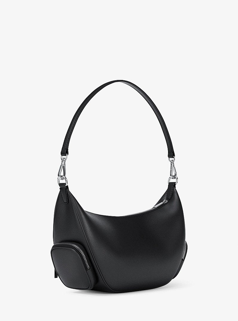 Merritt Medium Pebbled Leather Convertible Shoulder Bag (BLACK)