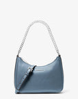 Jet Set Large Pebbled Leather Convertible Crossbody Bag (DENIM)
