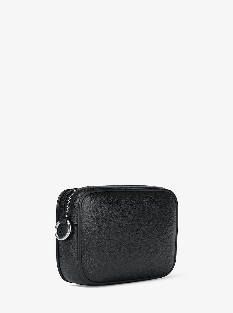 Jet Set Large Pebbled Leather Camera Crossbody Bag (BLACK)