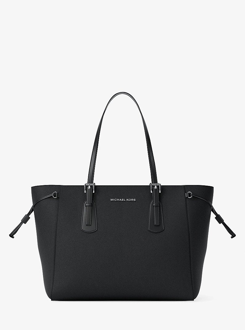 Voyager Large Saffiano Leather Tote Bag (BLACK)