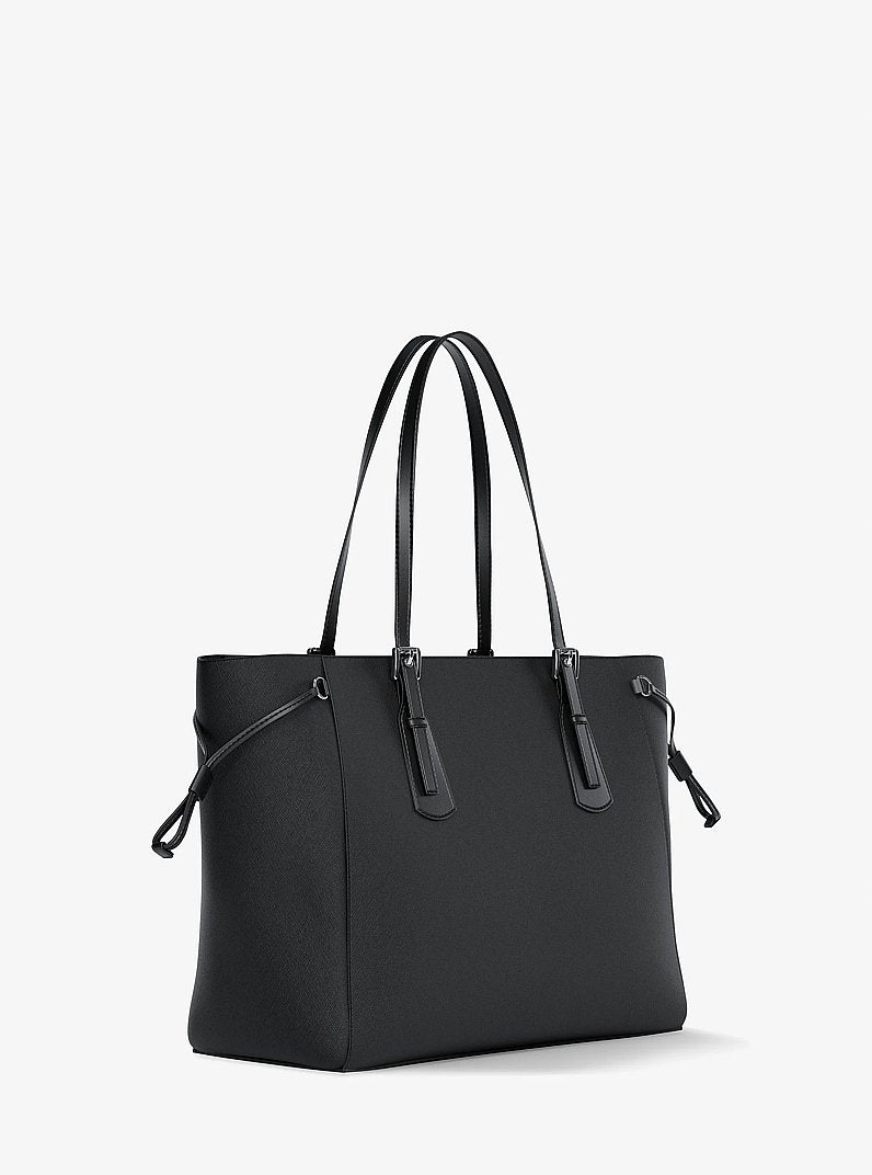 Voyager Large Saffiano Leather Tote Bag (BLACK)
