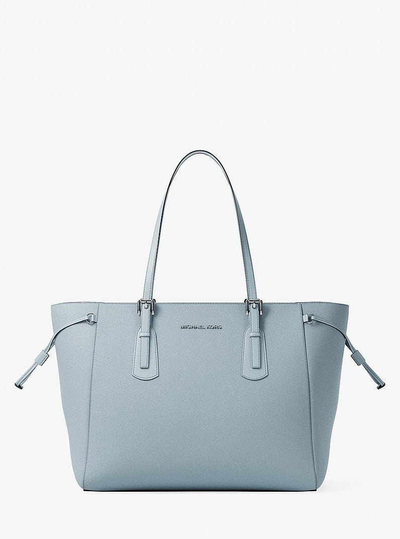 Voyager Large Saffiano Leather Tote Bag (PALE OCEAN)