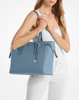 Voyager Large Saffiano Leather Tote Bag (DENIM)