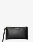 Jet Set Travel Large Pebbled Leather Pouch (BLACK)