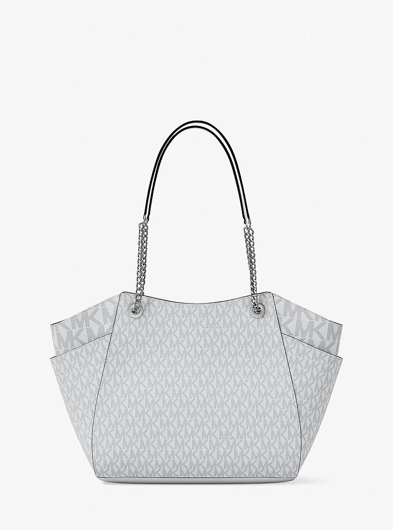 Jet Set Large Signature Logo Shoulder Bag (OPTIC WHITE)