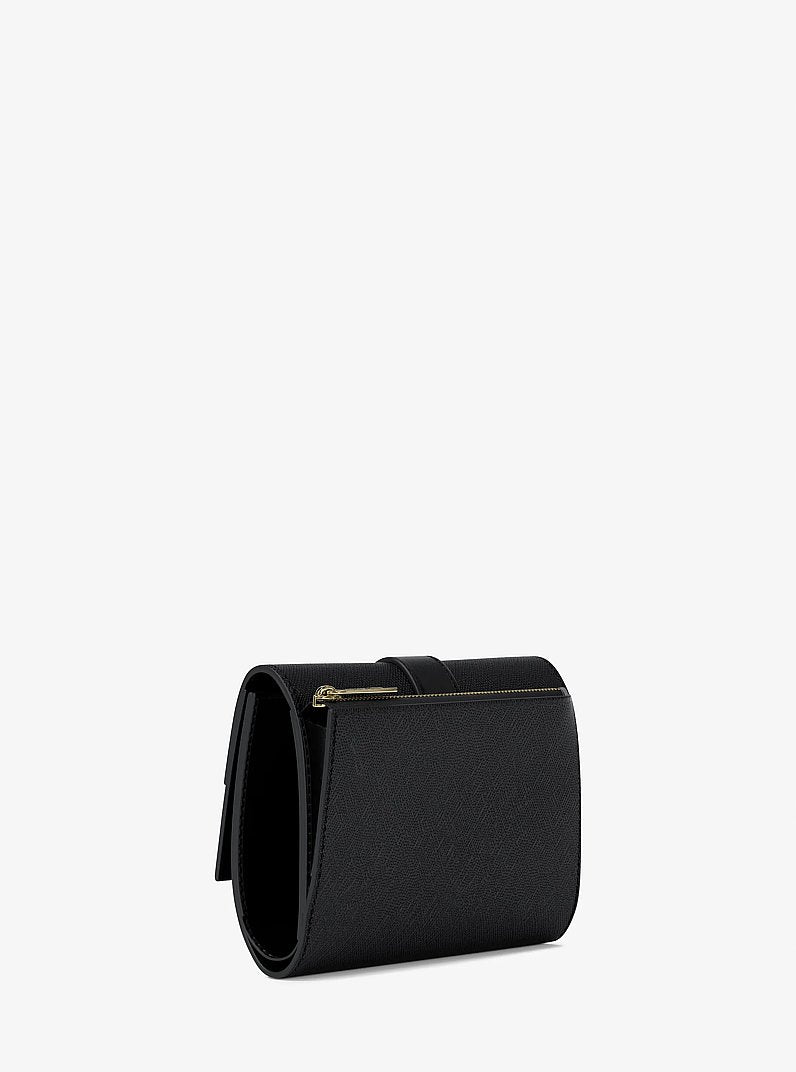 Greenwich Medium Saffiano Leather Trifold Wallet (BLACK)
