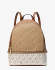 Rhea Medium Color-Block Signature Logo Backpack (CAMEL MLT)