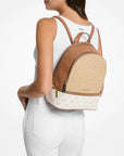 Rhea Medium Color-Block Signature Logo Backpack (CAMEL MLT)