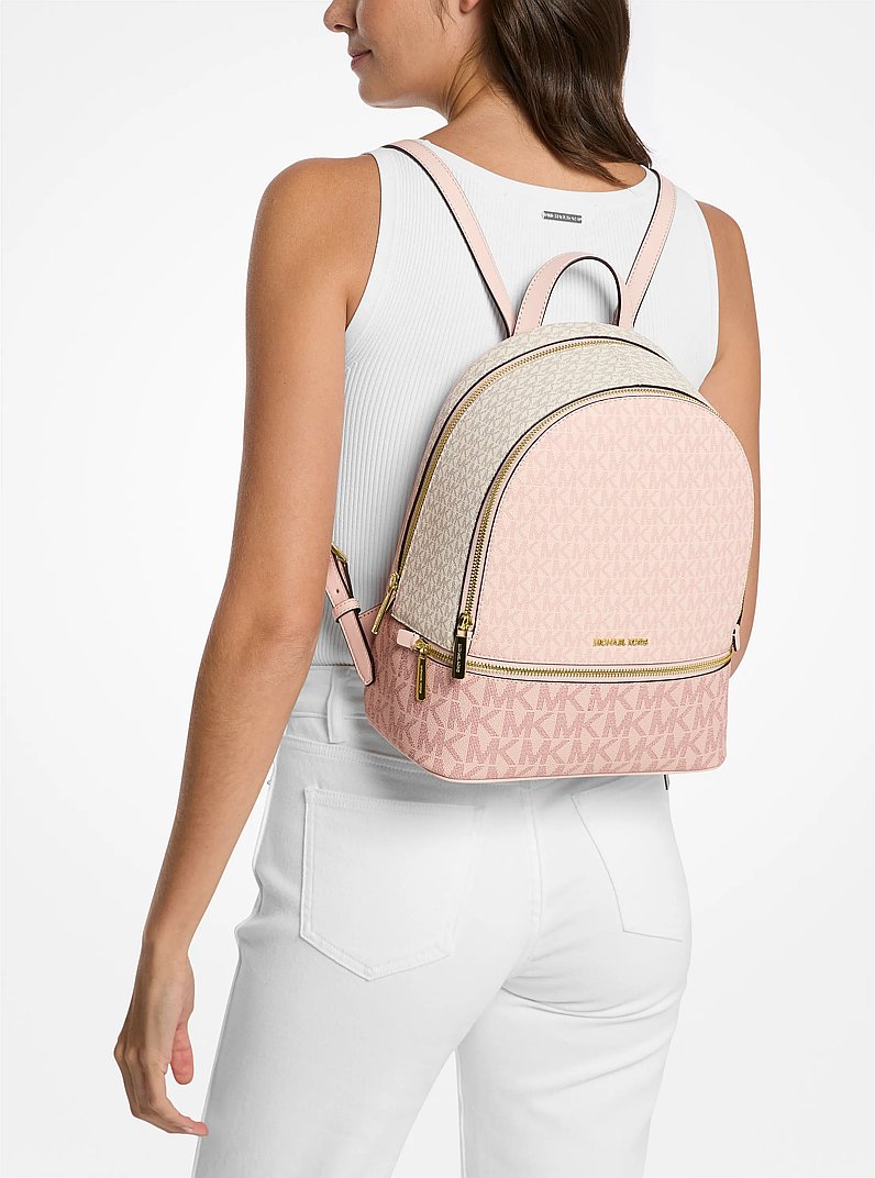 Rhea Medium Color-Block Signature Logo Backpack (PWD BLSH MLT)