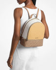 Rhea Medium Color-Block Signature Logo Backpack (HONEYWHEAT MULTI)