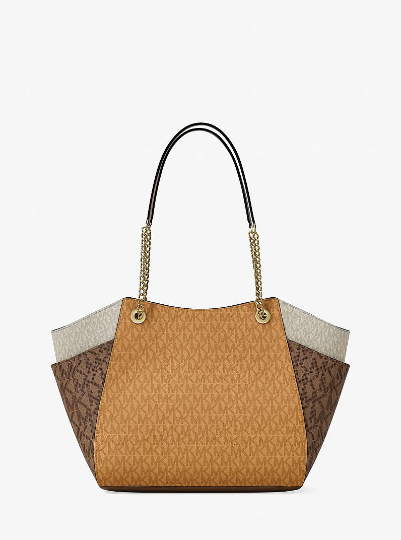 Jet Set Large Color-Block Signature Logo Tote Bag (HONEYWHEAT MULTI)