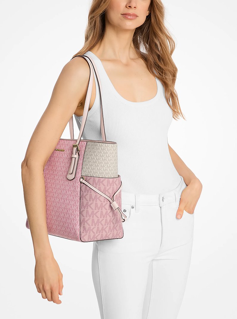 Voyager Large Color-Block Signature Logo Tote Bag (PWD BLSH MLT)