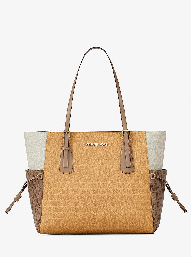 Voyager Large Color-Block Signature Logo Tote Bag (HONEYWHEAT MULTI)