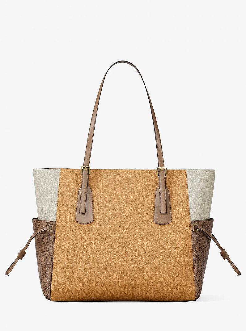 Voyager Large Color-Block Signature Logo Tote Bag (HONEYWHEAT MULTI)