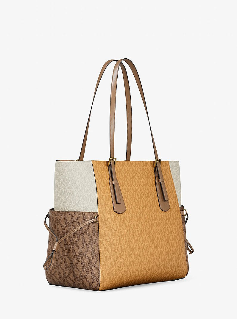Voyager Large Color-Block Signature Logo Tote Bag (HONEYWHEAT MULTI)