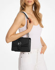 Greenwich Small Saffiano Leather Crossbody Bag (BLACK)