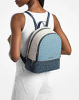 Rhea Medium Color-Block Signature Logo Backpack (DENIM MULTI)