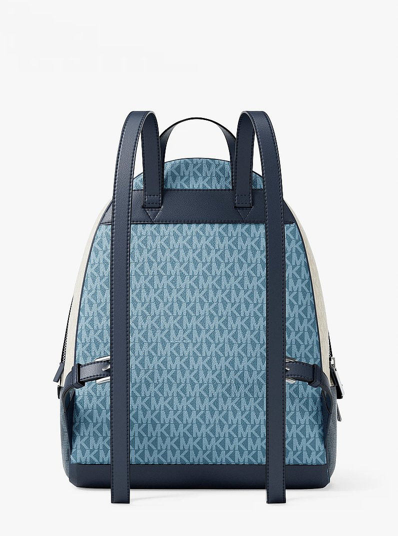 Rhea Medium Color-Block Signature Logo Backpack (DENIM MULTI)