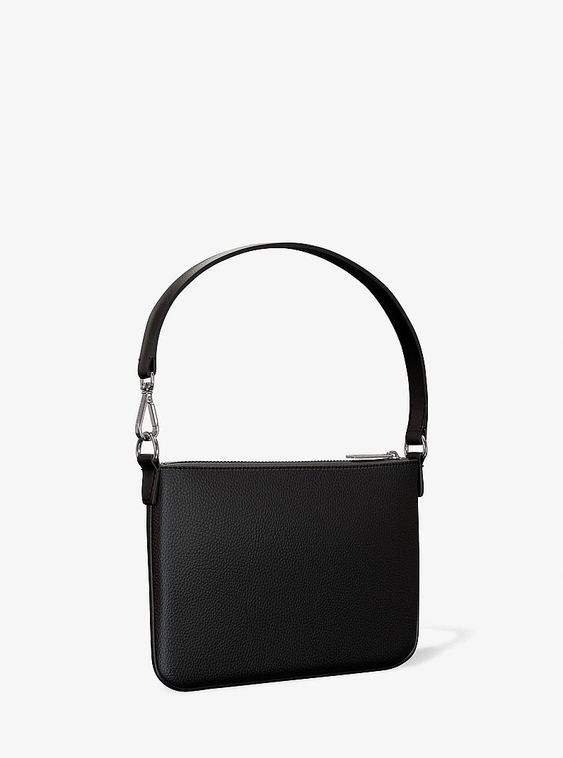 Jet Set Small Pebbled Leather Convertible Wristlet (BLACK)