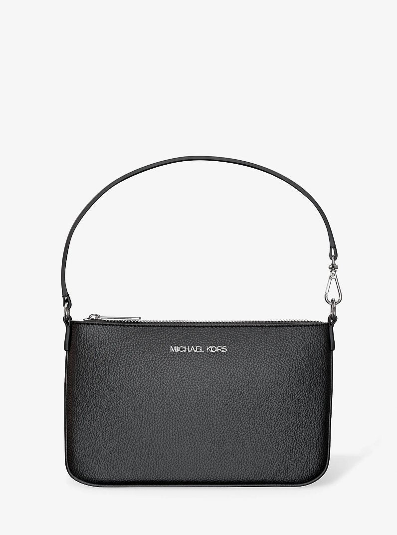 Jet Set Small Pebbled Leather Convertible Wristlet (BLACK)
