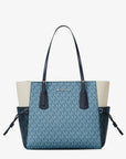 Voyager Large Color-Block Signature Logo Tote Bag (DENIM MULTI)
