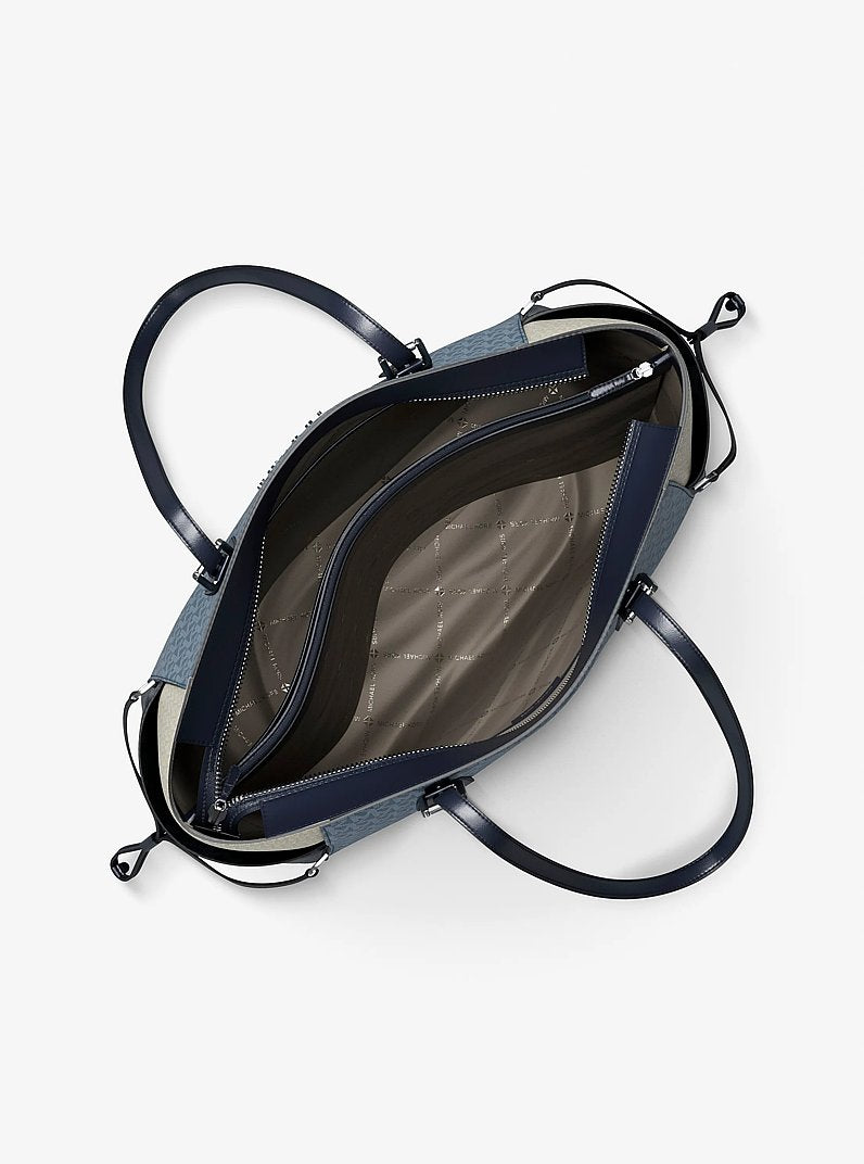 Voyager Large Color-Block Signature Logo Tote Bag (DENIM MULTI)