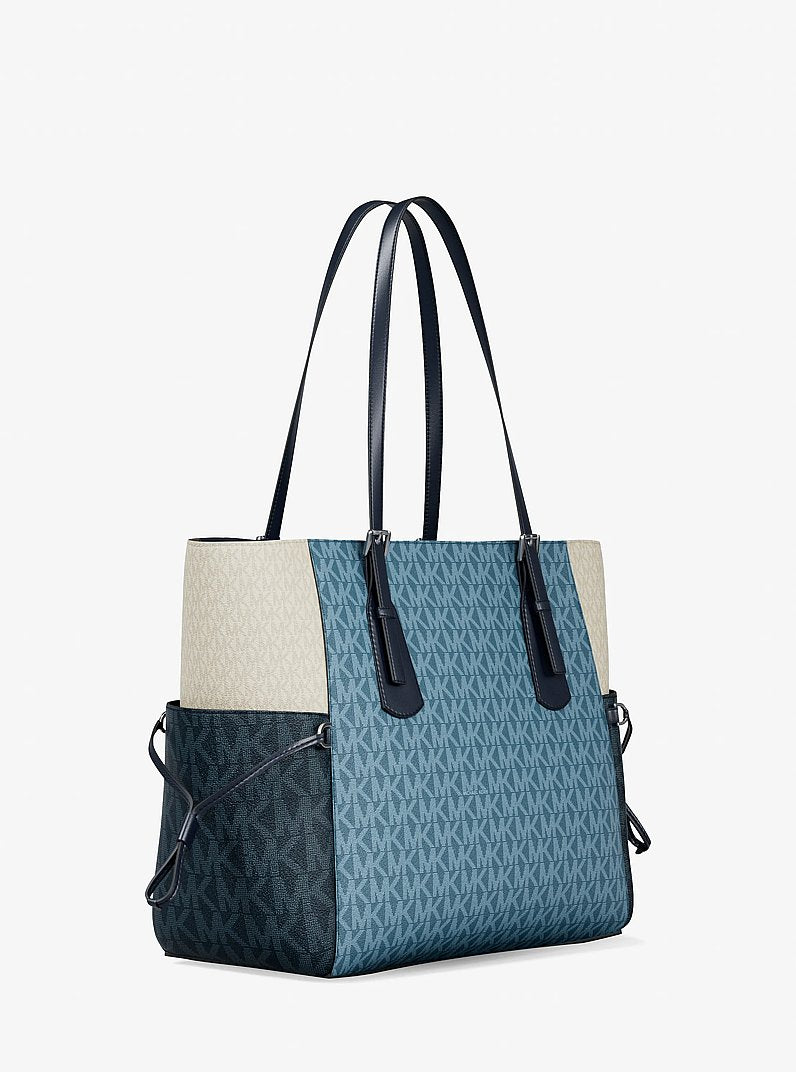 Voyager Large Color-Block Signature Logo Tote Bag (DENIM MULTI)