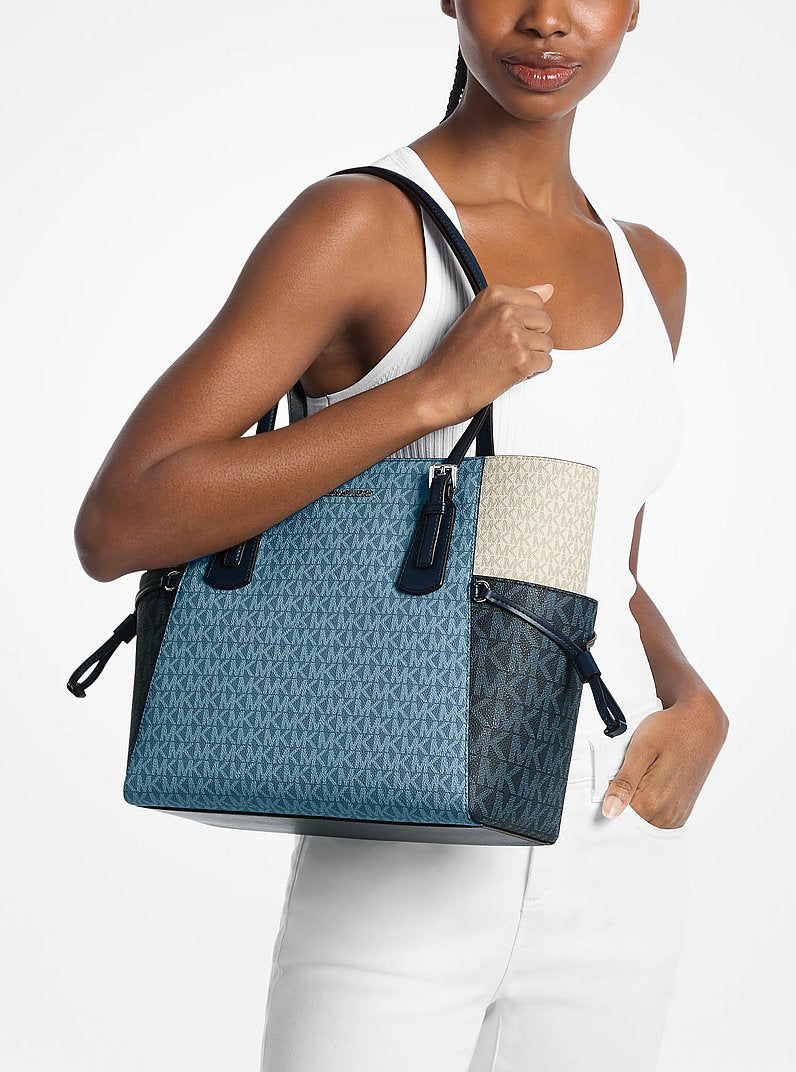 Voyager Large Color-Block Signature Logo Tote Bag (DENIM MULTI)
